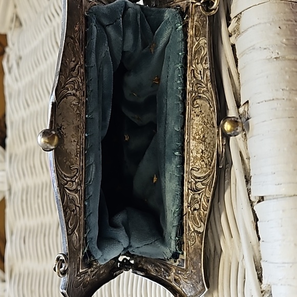 Antique 1900 Early metal mesh, Victorian, velvet embroidery, Art Deco - Picture 3 of 9